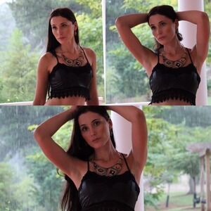 Womens Bralette | Crop Top Size Small Black Criss Cross Crochet Lingerie Bustier